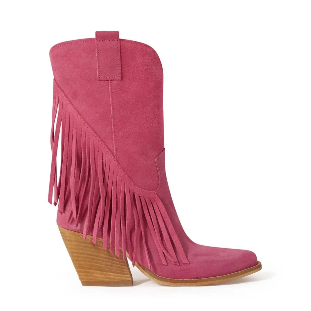 KALI SHOES Cowgirl‎ boots fringes Stivaletti Texani Pink suede 39 US 9 western